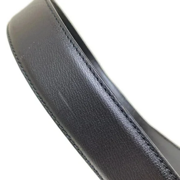 Auth Salvatore Ferragamo - Black Silver Leather Hardware Belt